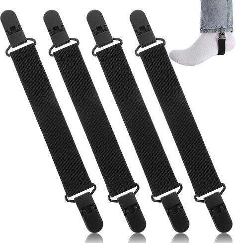 4 Pcs Adjustable Elastic Straps with Clips Boot Straps for Cowboy Boots Pant Leg Clips for Women and Men Motorcycle Biker Jeans Keeping Pants Tucked in Saudi Arabia