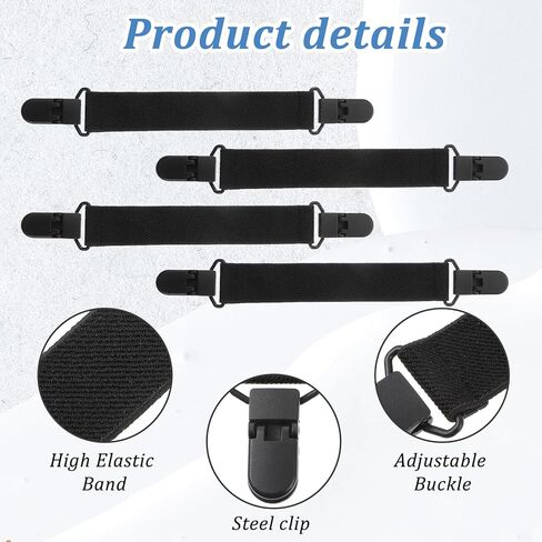 4 Pcs Adjustable Elastic Straps with Clips Boot Straps for Cowboy Boots Pant Leg Clips for Women and Men Motorcycle Biker Jeans Keeping Pants Tucked in Saudi Arabia