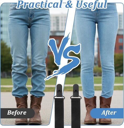 4 Pcs Adjustable Elastic Straps with Clips Boot Straps for Cowboy Boots Pant Leg Clips for Women and Men Motorcycle Biker Jeans Keeping Pants Tucked in Saudi Arabia