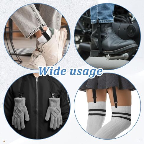 4 Pcs Adjustable Elastic Straps with Clips Boot Straps for Cowboy Boots Pant Leg Clips for Women and Men Motorcycle Biker Jeans Keeping Pants Tucked in Saudi Arabia