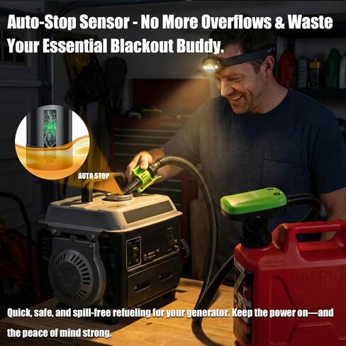 مضخة نقل وقود أوتوماتيكية مع مستشعر إيقاف تلقائي (3.2 جالون في الدقيقة)، مضخة نقل أوتوماتيكية بخرطوم 41 بوصة قابلة لإعادة الشحن عبر USB، مضخة نقل سائل محمولة تعمل ببطارية ليثيوم لمحولات خزان البنزين والديزل - 3 in Kuwait