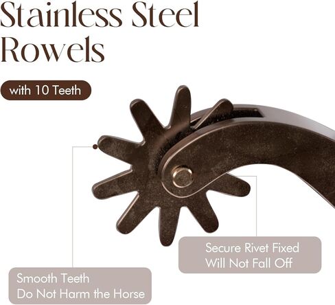 Western Cowboy Spurs, 1 Pair Horse Spurs with Rowels, Antique Horse Boot Spurs with Hand-Carved Decoration for Adult Equestrian in Saudi Arabia