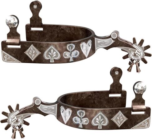 Western Cowboy Spurs, 1 Pair Horse Spurs with Rowels, Antique Horse Boot Spurs with Hand-Carved Decoration for Adult Equestrian in Saudi Arabia