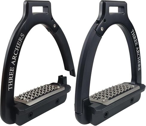 THREE ARCHERS Safety Stirrups Side Opening Design for Adults, Breakaway Stirrups with Anti-Slip Stainless Steel Inclined Tread Horse Riding Equipment for Equestrian Beginner Trail in Kuwait