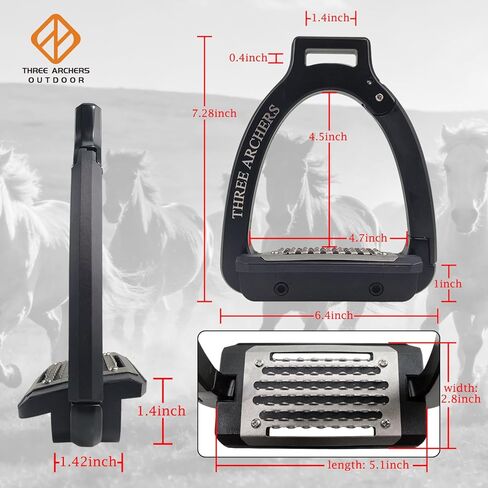 THREE ARCHERS Safety Stirrups Side Opening Design for Adults, Breakaway Stirrups with Anti-Slip Stainless Steel Inclined Tread Horse Riding Equipment for Equestrian Beginner Trail in Kuwait