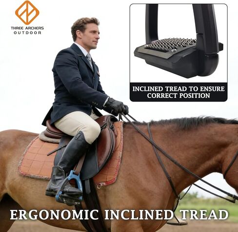 THREE ARCHERS Safety Stirrups Side Opening Design for Adults, Breakaway Stirrups with Anti-Slip Stainless Steel Inclined Tread Horse Riding Equipment for Equestrian Beginner Trail in Kuwait