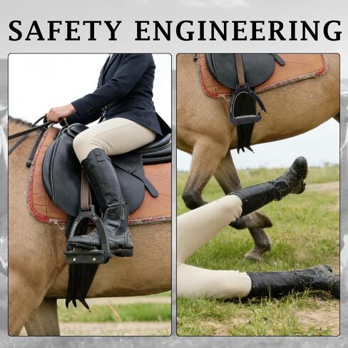 THREE ARCHERS Safety Stirrups Side Opening Design for Adults, Breakaway Stirrups with Anti-Slip Stainless Steel Inclined Tread Horse Riding Equipment for Equestrian Beginner Trail in Kuwait