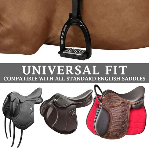 THREE ARCHERS Safety Stirrups Side Opening Design for Adults, Breakaway Stirrups with Anti-Slip Stainless Steel Inclined Tread Horse Riding Equipment for Equestrian Beginner Trail in Kuwait