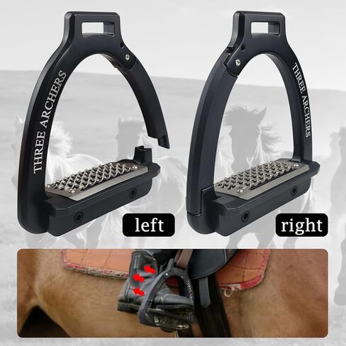THREE ARCHERS Safety Stirrups Side Opening Design for Adults, Breakaway Stirrups with Anti-Slip Stainless Steel Inclined Tread Horse Riding Equipment for Equestrian Beginner Trail in Kuwait