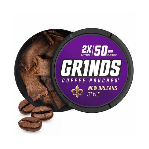 Grinds Coffee Pouches | Tobacco Free, Nicotine Free Healthy Alternative | 6 Cans, 12 Pouches Per Can | 4x Caffeine, 100mg Per Pouch (Red Eye Espresso) in Kuwait