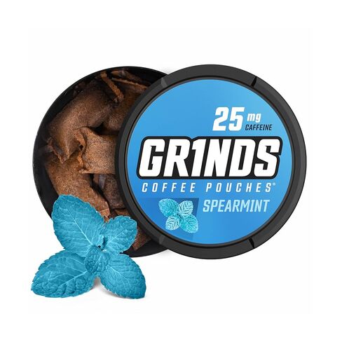 Grinds Coffee Pouches | Tobacco Free, Nicotine Free Healthy Alternative | 6 Cans, 12 Pouches Per Can | 4x Caffeine, 100mg Per Pouch (Red Eye Espresso) in Kuwait