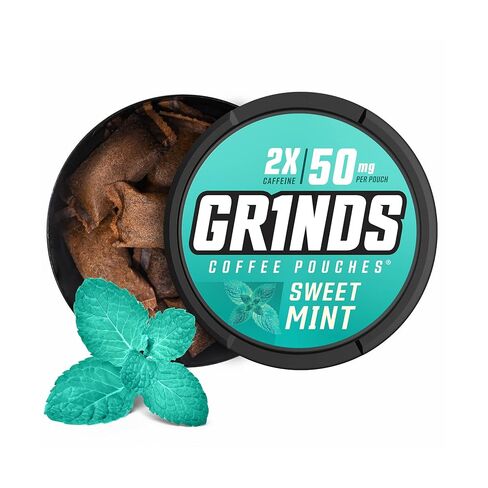 Grinds Coffee Pouches | Tobacco Free, Nicotine Free Healthy Alternative | 6 Cans, 12 Pouches Per Can | 4x Caffeine, 100mg Per Pouch (Red Eye Espresso) in Kuwait