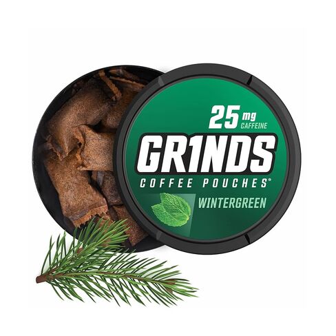 Grinds Coffee Pouches | Tobacco Free, Nicotine Free Healthy Alternative | 6 Cans, 12 Pouches Per Can | 4x Caffeine, 100mg Per Pouch (Red Eye Espresso) in Kuwait
