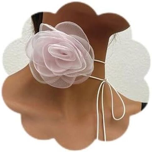 Artificial Flower Statement Necklace Bohemian Tassel Choker Vintage Bib Necklace Collar Long Wrap Suede Necklace Large Flower Collar Necklace Party Prom Statement Necklace for Women in Kuwait