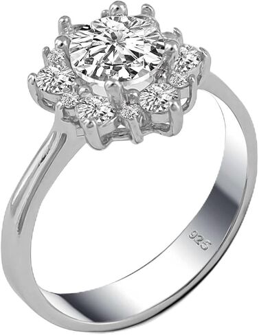 حقيقية الصلبة 925 الفضة الاسترليني مع جولة رائعة قطع واضح تشيكوسلوفاكيا مكعب زركونيا حجر الخطوبة الزفاف وعد هالة الدائري هدية فاخرة للنساء in Kuwait