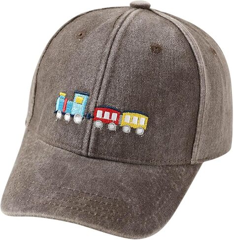 Distressed Baseball Caps for Boys Girls Cute Train Embroidery Adjustable Washed Sun Hats Kids Sports Running Caps 2-8Y in Saudi Arabia