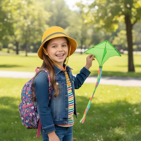 PURFUN Kids قبعة دلو صفراء مع شريط عاكس، الفتيات الصغيرات الأولاد تنفس القطن الناعم قبعة صياد المضادة للأشعة فوق البنفسجية حماية الشمس التخييم نزهة عطلة السفر الشاطئ قبعات Topee أغطية الرأس لمدة 3-6 سنوات in Saudi Arabia