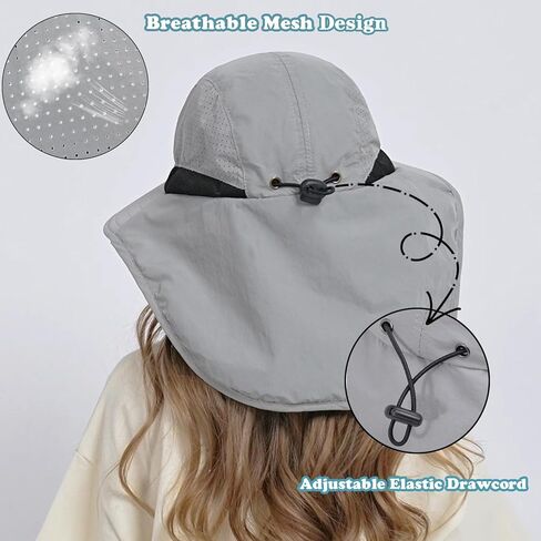 2 Pack Outdoor Kids Sun Hat with Neck Flap UPF 50+ LightGrey + Beige in Saudi Arabia
