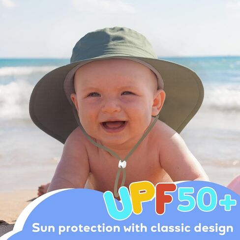 Army Green Kids Sun Hat, Quick Dry Flat Top Cape Hat, Outdoor UV Protection Bucket Cap for 2-5Y & 5-10Y in Saudi Arabia