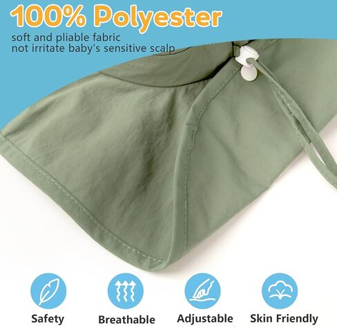 Army Green Kids Sun Hat, Quick Dry Flat Top Cape Hat, Outdoor UV Protection Bucket Cap for 2-5Y & 5-10Y in Saudi Arabia