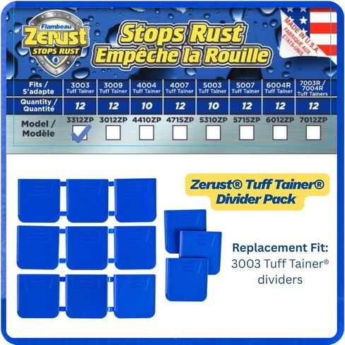 فواصل بديلة من Flambeau Outdoors 3012ZP Tuff Tainer Zerust، تناسب 3009s، ملحقات الصندوق الجاف، 12 عبوة in Kuwait