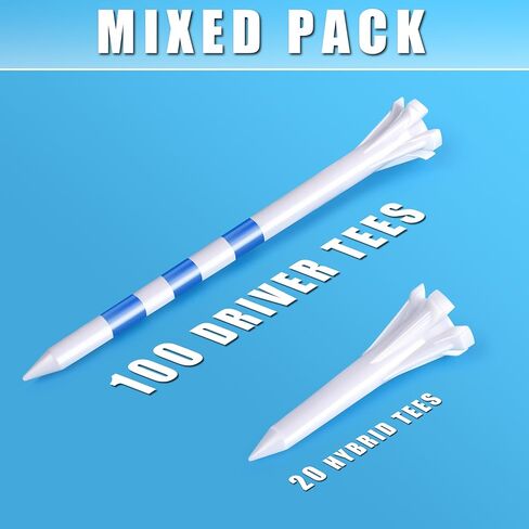 CHAMPKEY Advanced 5-Prong Plastic Golf Tees 120 or 100 Pack - 50% Ball Contact Surface Optimization with Longer Distance Performance Golf Tees Plastic in Kuwait