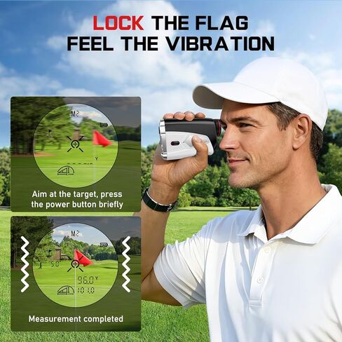 Upgraded 0.5 Second Easily Lock on a Pin Golf Rangefinder with Slope 2X HD Bright LCD, 1500 Yards Range Finder for Golf/Hunting, 7X Magnification with Flag Pole Locking Vibration, Golf Gifts Pcs in Saudi Arabia
