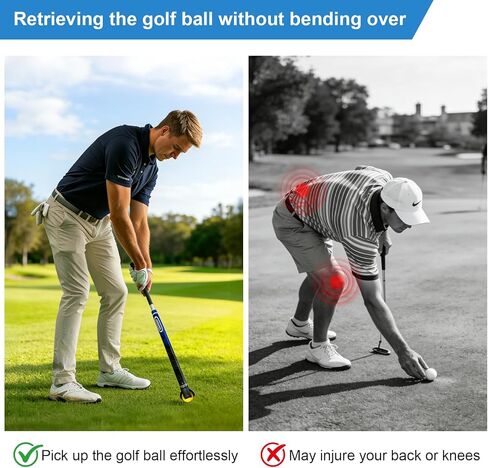 Golf Ball Retriever Set, 4pcs (2X 3-Prong and 2X Suction Cup) Golf Ball Grabbers for Putter End, No Bending, Quick Install, Durable Golf Accessories for Seniors & Golf Lovers in Kuwait