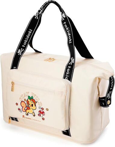 Tokidoki Foldable Travel Duffle Bag for Women, 40L Large Duffel Bags Carry On Weekend Bag ，with Overnight Bags for Men Women (Black) in Saudi Arabia