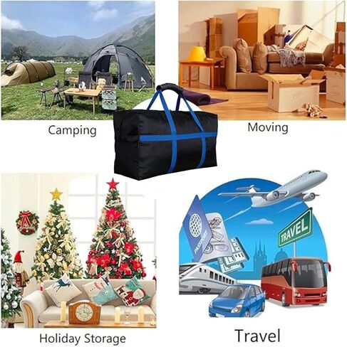 Large Duffle Bag for Travel - 60-inch Heavy Duty Extra Large Sports Duffle Bag with Upgrade Zipper, Sturdy & Water Resistant Long Duffle Bag for Camping Moving (Black) (56"X 15"X 27") in Saudi Arabia