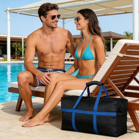 Large Duffle Bag for Travel - 60-inch Heavy Duty Extra Large Sports Duffle Bag with Upgrade Zipper, Sturdy & Water Resistant Long Duffle Bag for Camping Moving (Black) (56"X 15"X 27") in Saudi Arabia