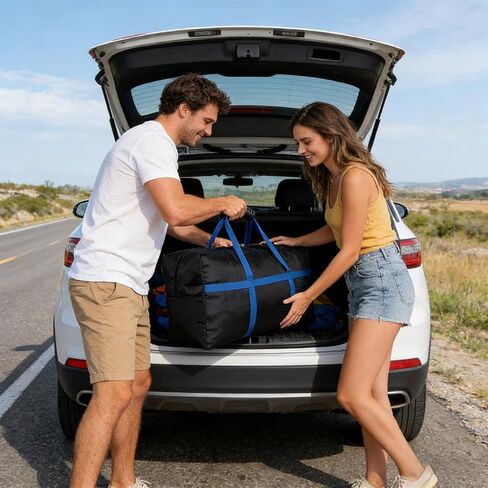 Large Duffle Bag for Travel - 60-inch Heavy Duty Extra Large Sports Duffle Bag with Upgrade Zipper, Sturdy & Water Resistant Long Duffle Bag for Camping Moving (Black) (56"X 15"X 27") in Saudi Arabia