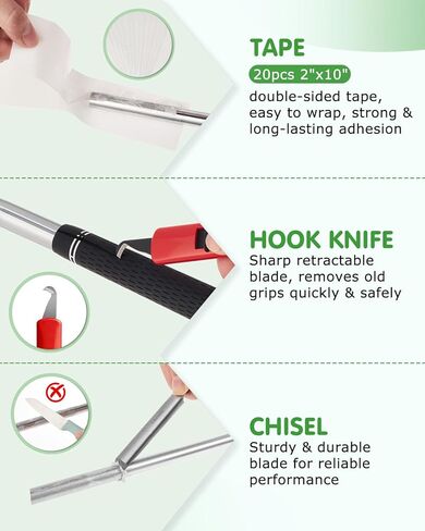 Golf Grip Kit for Regripping Golf Clubs-Include 20 Tapes Strips, Portable Table Vise Rubber Clamp, Golf Grip Removal Tool with Solvent,Golf Club Replacement Kit in Kuwait