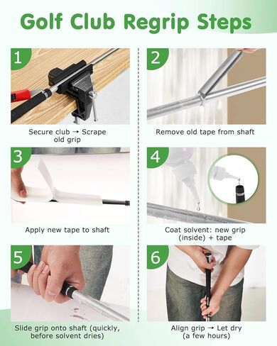 Golf Grip Kit for Regripping Golf Clubs-Include 20 Tapes Strips, Portable Table Vise Rubber Clamp, Golf Grip Removal Tool with Solvent,Golf Club Replacement Kit in Kuwait