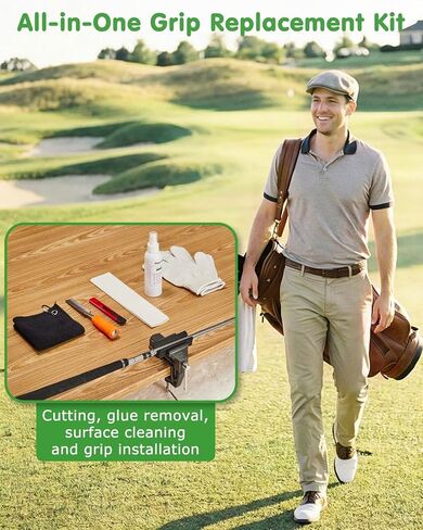 Golf Grip Kit for Regripping Golf Clubs-Include 20 Tapes Strips, Portable Table Vise Rubber Clamp, Golf Grip Removal Tool with Solvent,Golf Club Replacement Kit in Kuwait