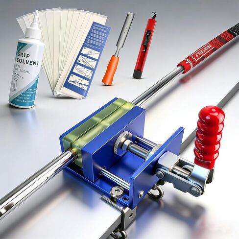 Crestgolf Golf Repair Kit Drill-Free & Drill Installation for Regripping Golf Clubs, Inlcudes 13PCS Grip Tapes, Hook Knife, Solvent, Grip Tape Remover and Aluminum Vise Clamp for Home or Workshop in Kuwait