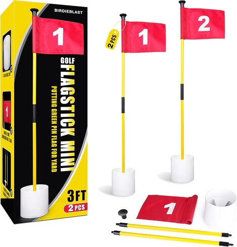 2 or 4 Set 3Ft Golf Flagstick Mini Putting Green Pin Flag for Yard, with Hole Cup Set, Double-Side Numbered Golf Flags for Portable Practice in Kuwait