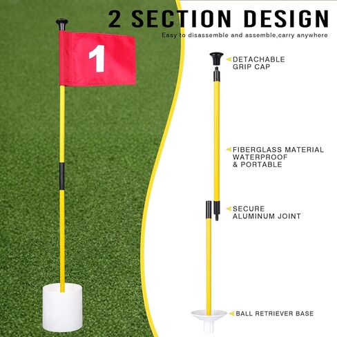 2 or 4 Set 3Ft Golf Flagstick Mini Putting Green Pin Flag for Yard, with Hole Cup Set, Double-Side Numbered Golf Flags for Portable Practice in Kuwait