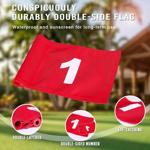 2 or 4 Set 3Ft Golf Flagstick Mini Putting Green Pin Flag for Yard, with Hole Cup Set, Double-Side Numbered Golf Flags for Portable Practice in Kuwait