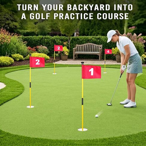 2 or 4 Set 3Ft Golf Flagstick Mini Putting Green Pin Flag for Yard, with Hole Cup Set, Double-Side Numbered Golf Flags for Portable Practice in Kuwait