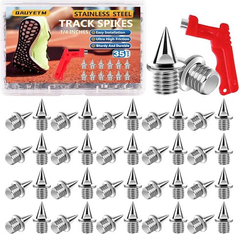 1/4 Inch Track Spikes, Stainless Steel Track and Cross Country Spikes with Spike Wrench, Replacement Spikes for Sprint Sports Short Running Climbing Track Shoes in Saudi Arabia
