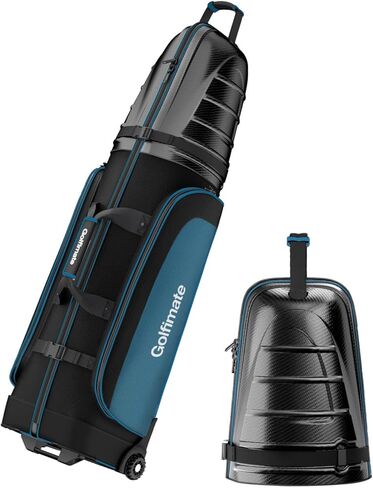 Golf Travel Bag for Airlines with Carbon Fiber Look Hard Top, Protective Club Traveling Cover with Wheel, Golf Club Carrier Case for Airplanes, Thick Padding, Durable Zippers, 2 Spacious Side Pockets in Saudi Arabia