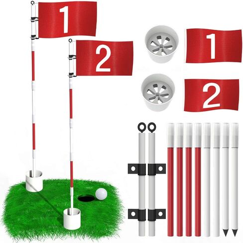 THIODOON Golf Flagstick 6ft Golf Flag and Cup for Yard Pro Detachable Golf Hole Cup and Flag for Driving Range Backyard Upgrade Anti-Rust Glass Fiber 5-Section Design with Connectors in Kuwait