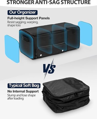 Golf Trunk Organizer with Built-in Hard Frame & Insulated Cooler Compartment, Ventilated Shoe Storage for 2 Pairs(Up to Mens US 11), Car Trunk Locker for Balls, Tees, Polos, Gloves - Black in Kuwait