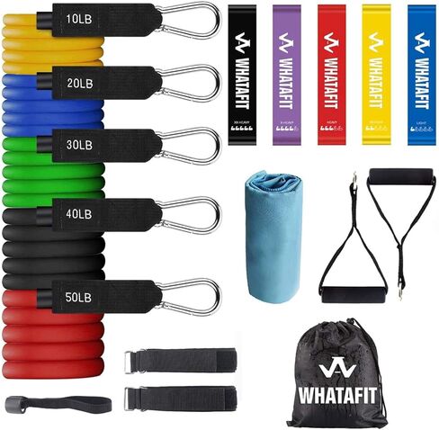 WHATAFIT Resistance Bands, Exercise Bands，Resistance Bands for Working Out, Work Out Bands with Handles for Men and Women Fitness, Strength Training Home Gym Equipment in Kuwait