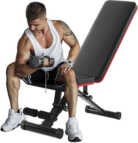 OLIXIS Adjustable Weight Bench for Full Body Strength Training, Foldable Workout Bench with Incline Flat Positions, 795 lbs Capacity Dumbbell Bench for Home Gym, Sit Up, Press, and Ab Exercises in Saudi Arabia