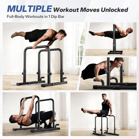 2026 Upgraded Dip Bars 880LBS Heavy Duty Dip Bar Station Height & Width Adjustable Parallel Bars for Full Body Strength Training Dip Stands Calisthenics Equipment for Home Push Up Bar in Saudi Arabia