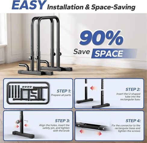 2026 Upgraded Dip Bars 880LBS Heavy Duty Dip Bar Station Height & Width Adjustable Parallel Bars for Full Body Strength Training Dip Stands Calisthenics Equipment for Home Push Up Bar in Saudi Arabia