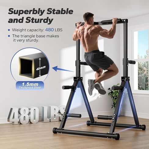 Foldable Pull Up Bar Free Standing, Strength Training Pull-up Bars Adjustable Pull Up Station, Power Tower Pull Up Bar MultiFunction Pull Up Dip Station Workout Equipment For Home Gym Support 480 LBS in Saudi Arabia