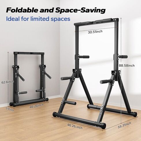 Foldable Pull Up Bar Free Standing, Strength Training Pull-up Bars Adjustable Pull Up Station, Power Tower Pull Up Bar MultiFunction Pull Up Dip Station Workout Equipment For Home Gym Support 480 LBS in Saudi Arabia